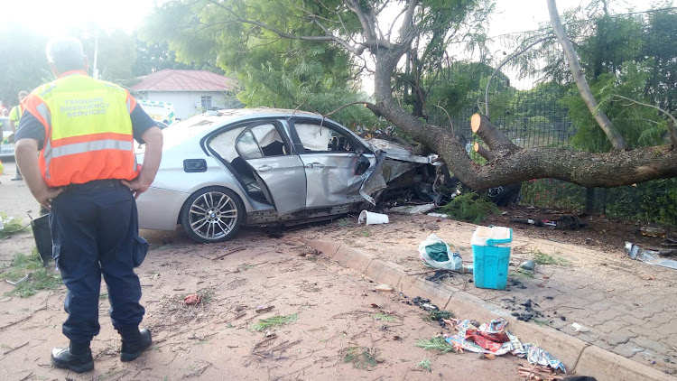 The driver of the BMW is on the run after the death of three children in Salvokop on Saturday.